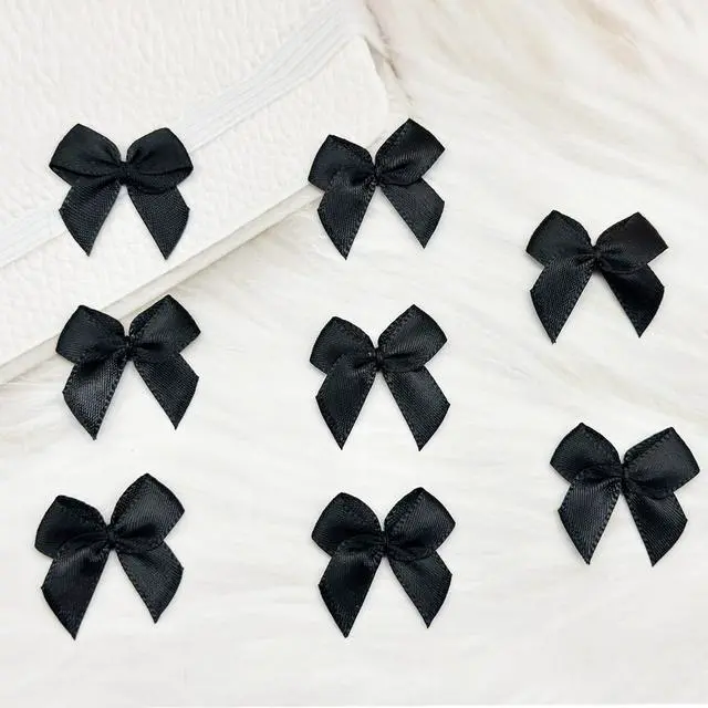 Alt view image 7 of 7 - Dorothy 100 pcs Black Mini Bows for Crafts, 1 Inch Small Satin Ribbon Bows Cheer Pins DIY Crafts Gift Wedding Party Sewing Scrapbooking