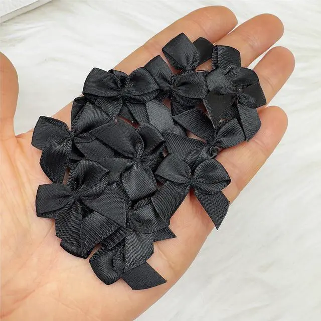 Alt view image 4 of 7 - Dorothy 100 pcs Black Mini Bows for Crafts, 1 Inch Small Satin Ribbon Bows Cheer Pins DIY Crafts Gift Wedding Party Sewing Scrapbooking