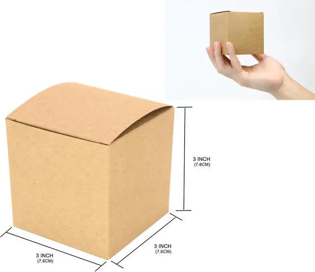 Alt view image 2 of 6 - Oletx 25 Pcs Brown Paper Gift Boxes, Small 3x3x3 inch Gift Box with Lids