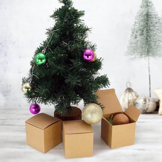 Alt view image 6 of 6 - Oletx 25 Pcs Brown Paper Gift Boxes, Small 3x3x3 inch Gift Box with Lids