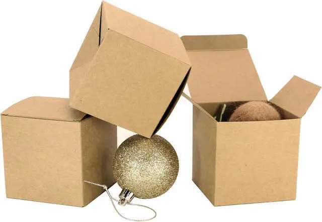 Alt view image 4 of 6 - Oletx 25 Pcs Brown Paper Gift Boxes, Small 3x3x3 inch Gift Box with Lids