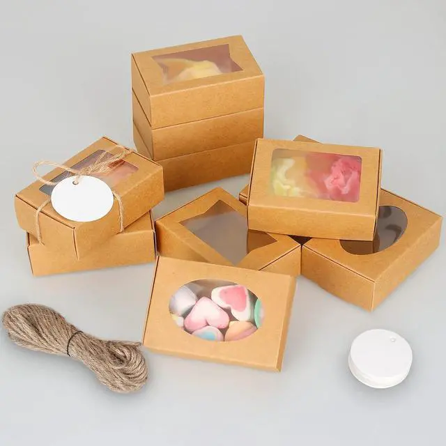 Alt view image 2 of 7 - COTOPHER Soap Box, 30Pcs Packaging Boxes with Window, Kraft Paper, for Handmade Soap, Bakery, Cookies, 3.5x2.35x1.2Inch, Bridal Shower, Wedding, Birthday Gifts