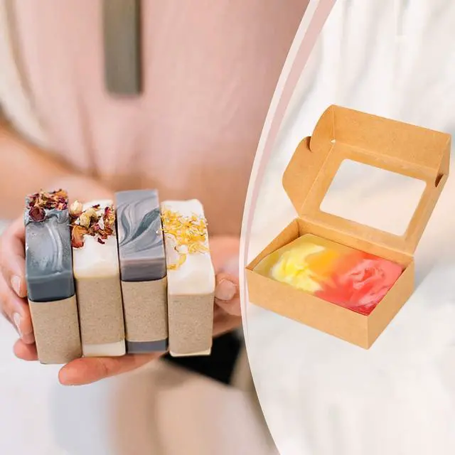 Alt view image 3 of 7 - COTOPHER Soap Box, 30Pcs Packaging Boxes with Window, Kraft Paper, for Handmade Soap, Bakery, Cookies, 3.5x2.35x1.2Inch, Bridal Shower, Wedding, Birthday Gifts
