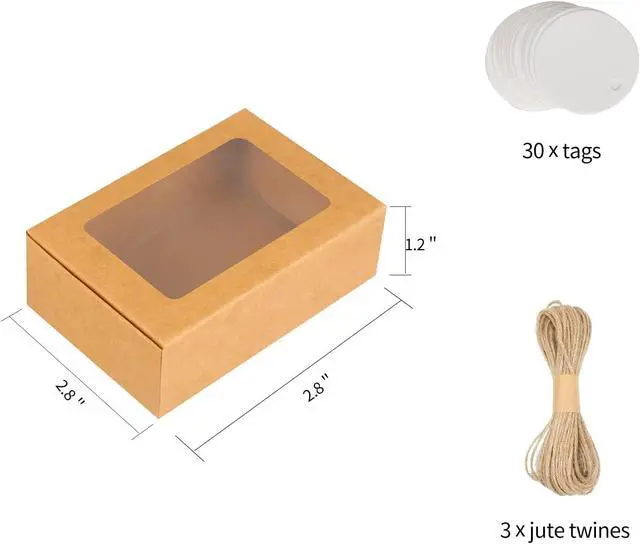 Alt view image 5 of 7 - COTOPHER Soap Box, 30Pcs Packaging Boxes with Window, Kraft Paper, for Handmade Soap, Bakery, Cookies, 3.5x2.35x1.2Inch, Bridal Shower, Wedding, Birthday Gifts