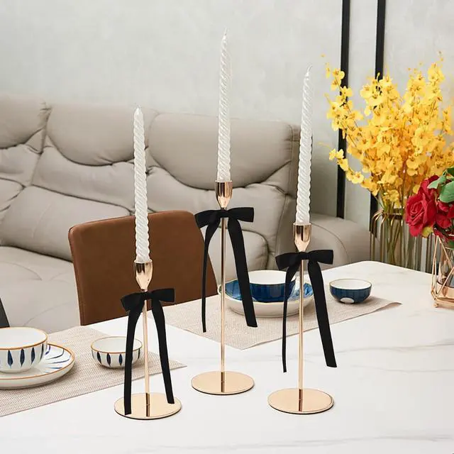 Alt view image 5 of 7 - 12 Pcs Black Bows for Candlestick 10 Inch Big Coquette Satin Ribbon Bow Decorations for Gift Wrapping Candle Holder Wedding Bridal Shower Birthday Christmas Party Home Decor