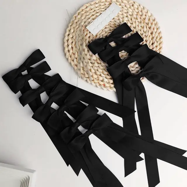 Alt view image 7 of 7 - 12 Pcs Black Bows for Candlestick 10 Inch Big Coquette Satin Ribbon Bow Decorations for Gift Wrapping Candle Holder Wedding Bridal Shower Birthday Christmas Party Home Decor
