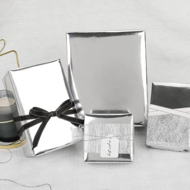 Alt view image 6 of 7 - NESCCI Silver Metallic Wrapping Paper, Solid Color Paper,Gift Wrapping Paper,Perfect for Wedding,Valentine's Day,Birthday, Christmas,Baby Shower,DIY Bouquet (17 Inches X 32.8 Feet)