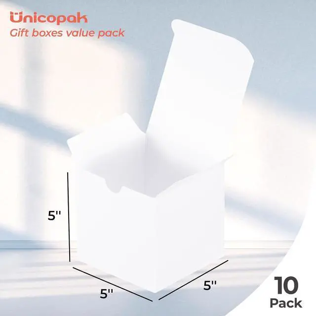 Alt view image 2 of 7 - UnicoPak 10 Pack 5x5x5 Gift Boxes, Sturdy Small White Gift Boxes for Presents, Ornaments, Candles, Mugs, Easy Pop-up Assembly, Ideal for Birthday Christmas Party Business