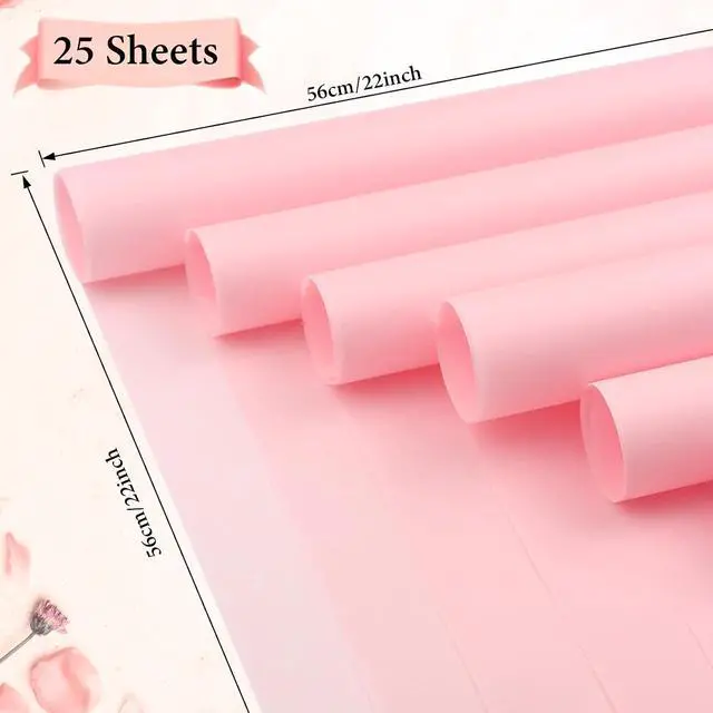 Alt view image 2 of 6 - woric 25 Sheets Pink Flower Wrapping Paper, Waterproof