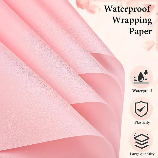 Alt view image 3 of 6 - woric 25 Sheets Pink Flower Wrapping Paper, Waterproof