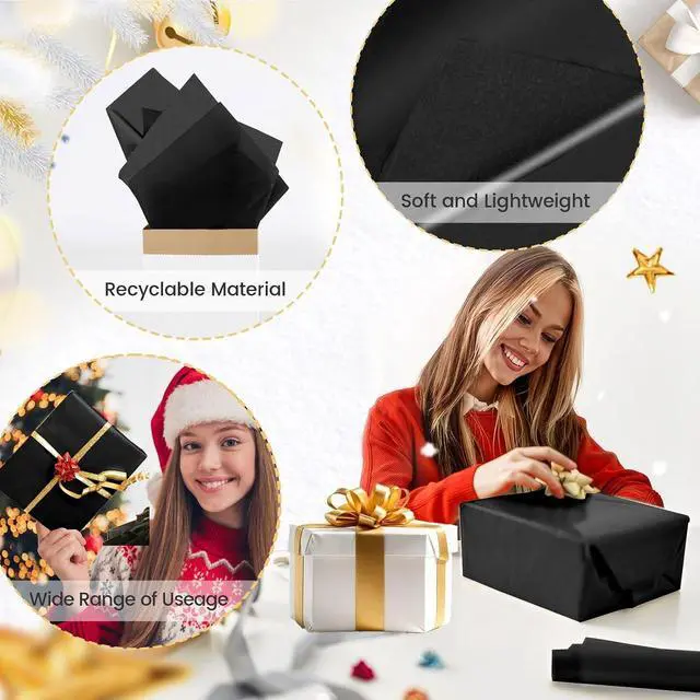 Alt view image 2 of 7 - Hlonon Black Tissue Paper - 30 Sheets, 14 x 20 Inch, Gift Wrapping, DIY Crafts, Wedding, Birthday, Christmas