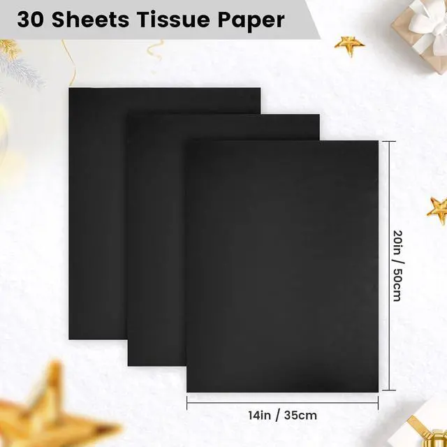 Alt view image 3 of 7 - Hlonon Black Tissue Paper - 30 Sheets, 14 x 20 Inch, Gift Wrapping, DIY Crafts, Wedding, Birthday, Christmas