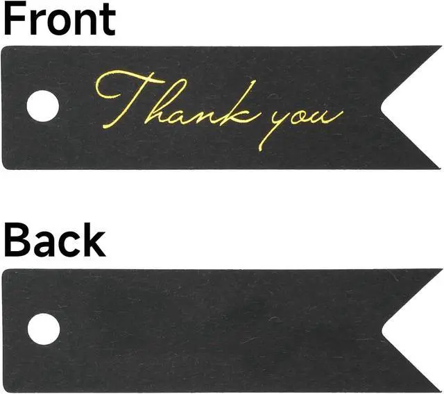 Alt view image 3 of 7 - G2PLUS High-end Metallic Gold Thank You Tags, 100PCS 2.8'' x 0.8'' Gift Tags with String for Arts and Crafts,Gift Wrapping (Black)