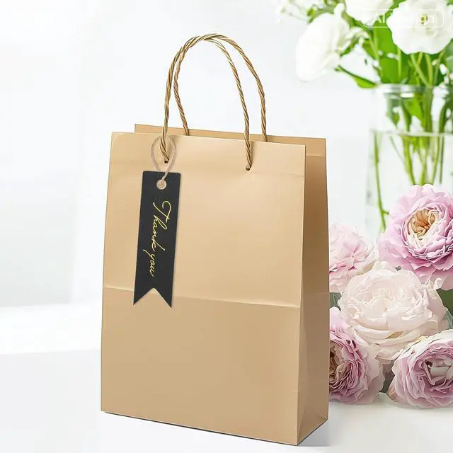 Alt view image 5 of 7 - G2PLUS High-end Metallic Gold Thank You Tags, 100PCS 2.8'' x 0.8'' Gift Tags with String for Arts and Crafts,Gift Wrapping (Black)