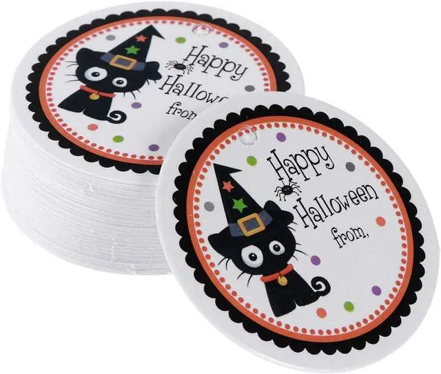 Main image of BinaryABC Halloween Party Favor Gift Tags Baking Biscuit Candy Treats Bags Boxes Paper Tags Labels(48-50pcs)