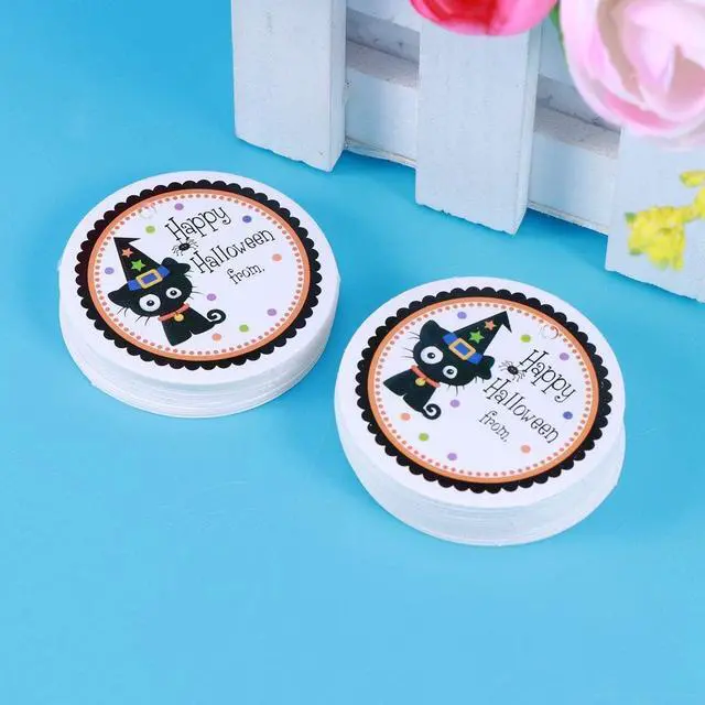 Alt view image 5 of 6 - BinaryABC Halloween Party Favor Gift Tags Baking Biscuit Candy Treats Bags Boxes Paper Tags Labels(48-50pcs)