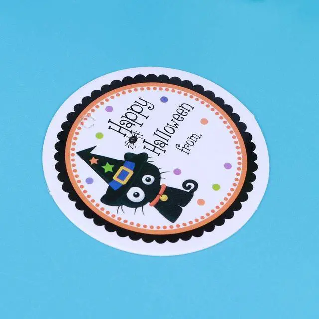 Alt view image 3 of 6 - BinaryABC Halloween Party Favor Gift Tags Baking Biscuit Candy Treats Bags Boxes Paper Tags Labels(48-50pcs)
