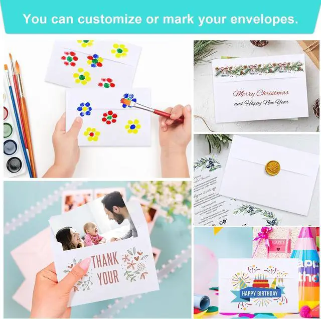 Alt view image 5 of 7 - Joyberg 70 Packs A4 Envelopes, White, 4x6 Photo, Self Seal for Invitations, Weddings, Baby Shower, Photos, Postcards, Greeting Cards, Mailing