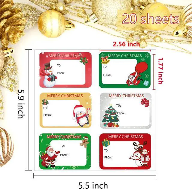 Alt view image 3 of 7 - 120Pack Christmas Labels Stickers 65 x 45mm Christmas Name Gift Labels