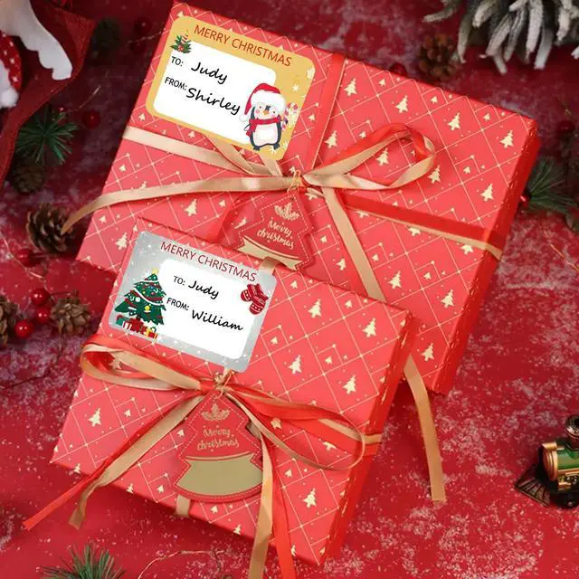 Alt view image 7 of 7 - 120Pack Christmas Labels Stickers 65 x 45mm Christmas Name Gift Labels