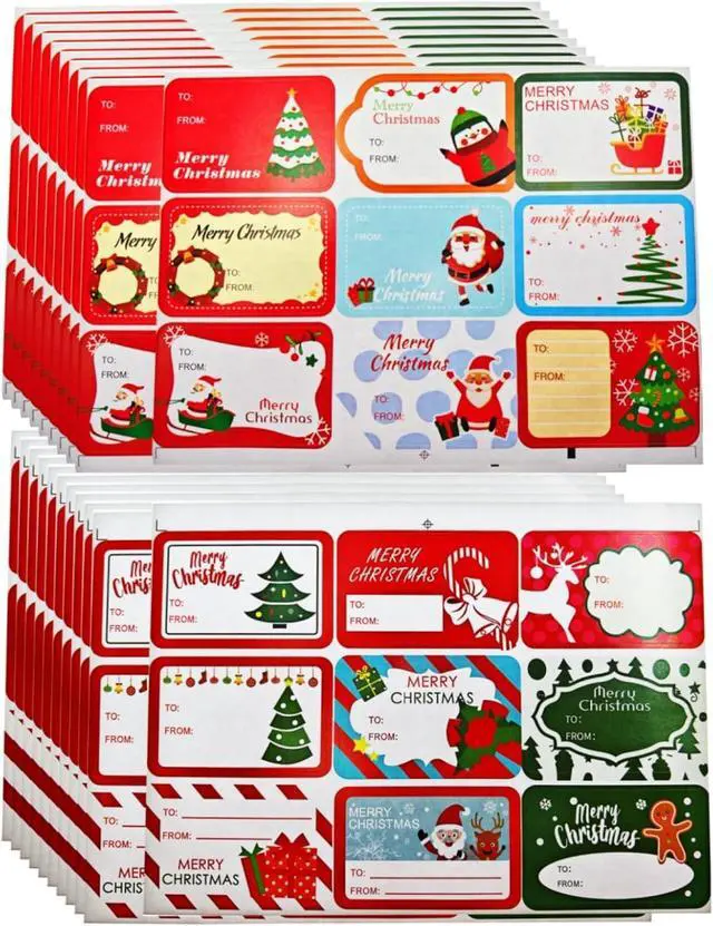 Main image of RIKWOG Christmas Gift Tags Sticker, 180Pcs Self Adhesive Christmas Labels Stickers Xmas Name Tag Holiday Stickers for Present Decorations Wrapping Paper DIY Xmas Gift