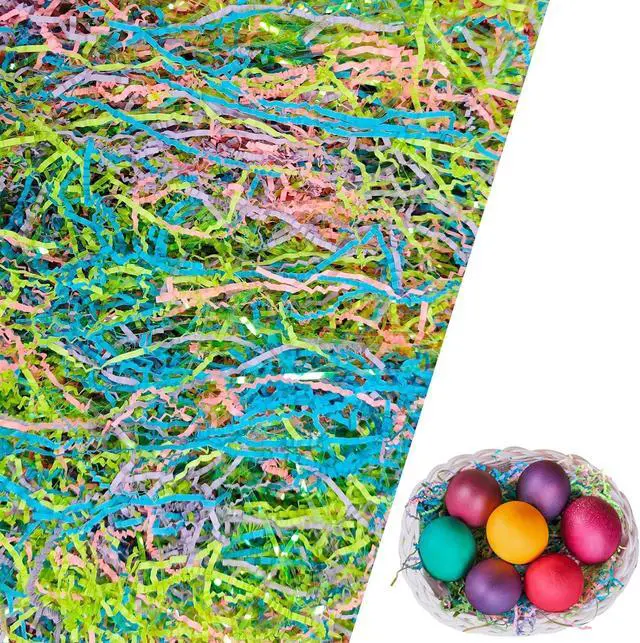 Main image of Gainspra 2 LB Crinkle Paper Filler for Gift: Shredded Wrapping for Gift Boxes or Wedding or Birthdays, Crinkle Cut Paper & Basket Stuffing Filler (Easter)