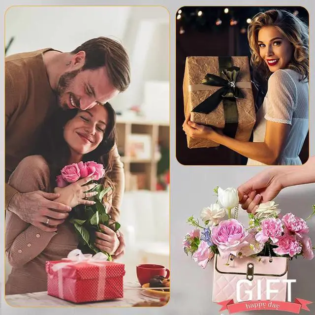 Alt view image 7 of 7 - Flower Paper Gift Box with Metal Chain 6PCS Bouquet Storage Bucket Florist Bag with Handle Gift Case for Arrangements Wedding Gift Wrap Bags Pastel Gift Bags