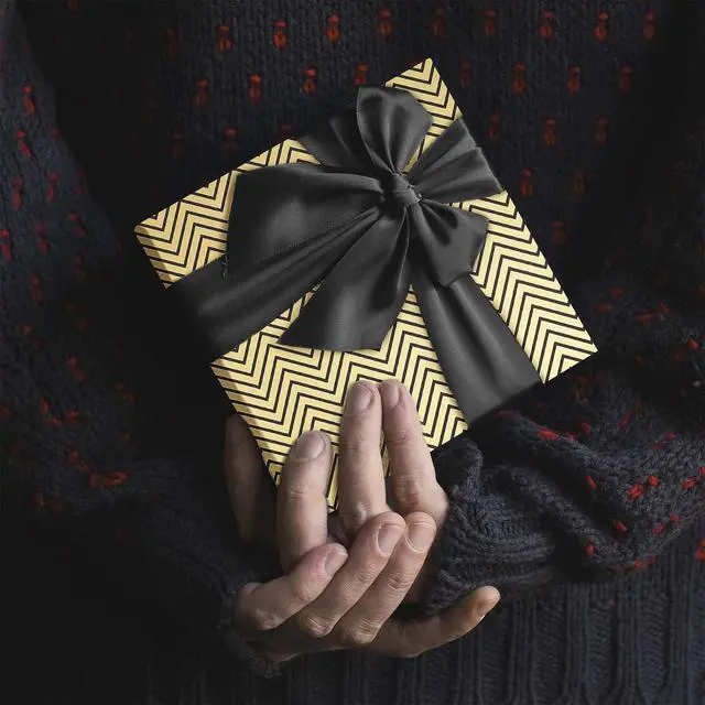 Alt view image 6 of 7 - Larcenciel Gift Wrapping Paper Set, 6 Sheets Metallic Black Gold Foil Wrapping Paper w/Gift Bow & Sticker, Shiny Luxury Men Boys Gift Wraps for Birthday, Holiday, Graduation, Baby Shower, 27.5x19.6in