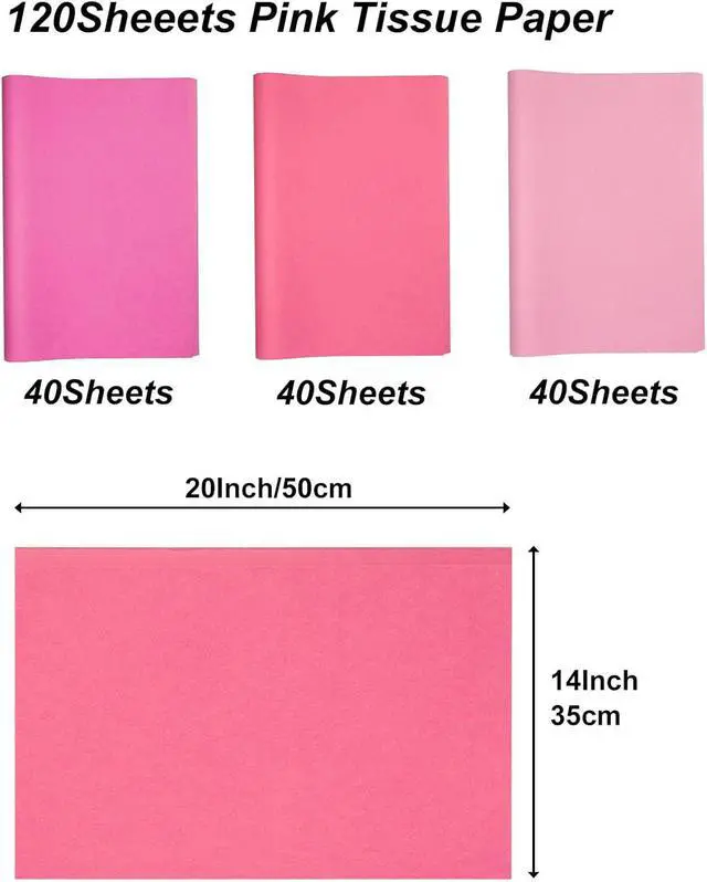 Alt view image 2 of 7 - 120 Sheet Mix Pink Tissue Paper HMUIKFRY 20x14Inch Wrapping Paper