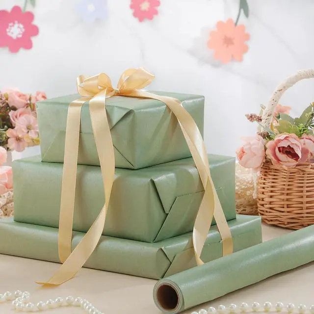Alt view image 5 of 7 - woric Sage Green Wrapping Paper Roll -Mini Roll- 17 In X 33 Ft