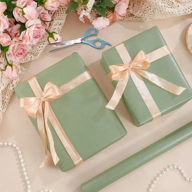 Alt view image 7 of 7 - woric Sage Green Wrapping Paper Roll -Mini Roll- 17 In X 33 Ft