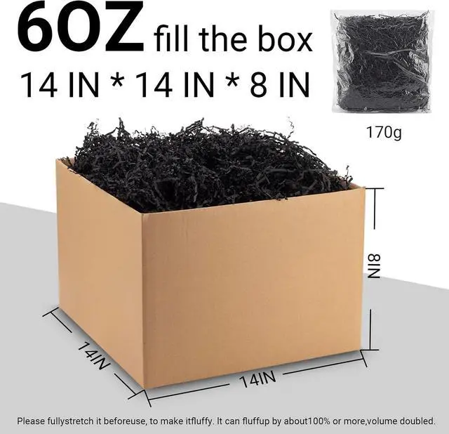 Alt view image 2 of 7 - Gangdry Crinkle Cut Paper Shred Basket Filler, 6 oz, Decorative Gift Box Packaging, Christmas Wedding Party Supplies (Black)
