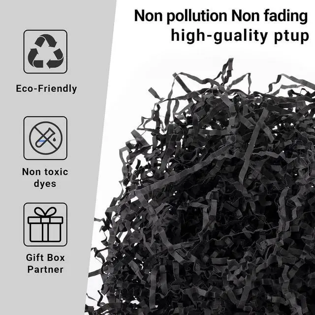 Alt view image 3 of 7 - Gangdry Crinkle Cut Paper Shred Basket Filler, 6 oz, Decorative Gift Box Packaging, Christmas Wedding Party Supplies (Black)