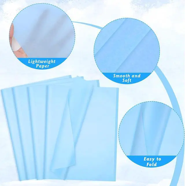 Alt view image 3 of 6 - woric 160 Sheets Light Blue Tissue Paper for Gift Bags 20 X 14 Inches