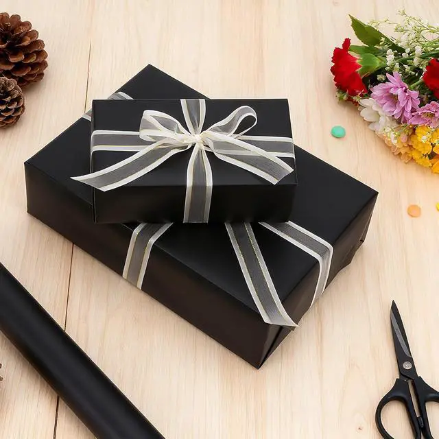 Alt view image 5 of 7 - Black Wrapping Paper, 17In x 33Ft Gift Wrapping Paper, Matte Metallic Paper