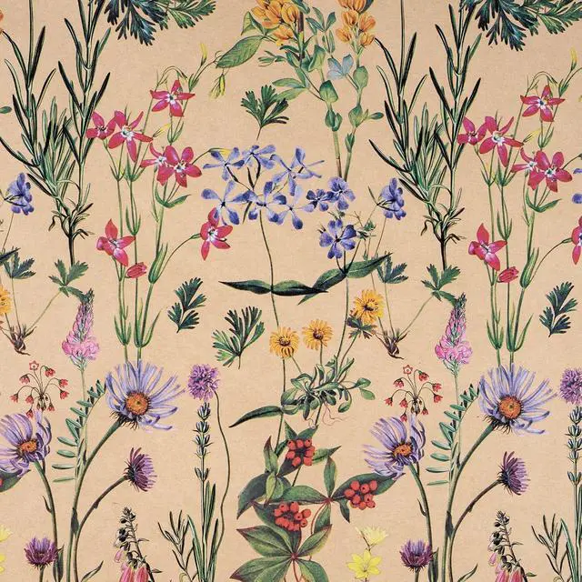Alt view image 2 of 6 - RUSPEPA Wildflower Floral Wrapping Paper Roll for Women, 17 Inches x 16. 4 Feet, Mini Roll, Herbal Kraft Wrapping Paper for Christian Gifts, Birthdays, Weddings, Bridal Shower and Engagement