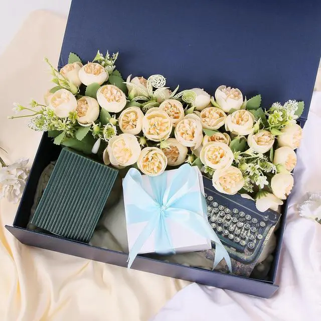 Alt view image 5 of 7 - Aimyoo Navy Blue Collapsible Gift Box with Magnetic Closure Lids 10.5x7x3 in, Medium Bridesmaid Groomsman Proposal Boxes, Rectangle Present Box for Graduation Birthday Storage (1 Pack)