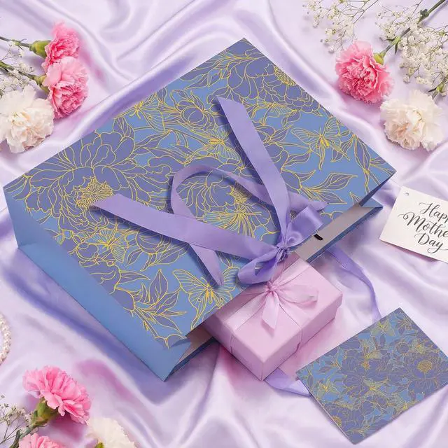 Alt view image 4 of 7 - woric 2 Pcs Purple Gift Bag with Handle, 13.7" Birthday Gift Bags for Women