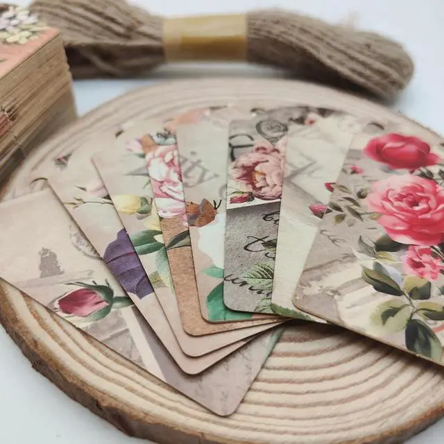 Alt view image 5 of 6 - 80pcs Vintage Flower Hanging Tags Card Blank Gift Tags