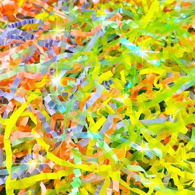Alt view image 2 of 7 - Domkier 200g Easter Grass Easter Basket Grass Crinkle Cut Paper Easter Grass Basket Filler Recyclable Shred Filler Mix Raffia Grass for Gift Box Basket Filler Party Birthday Gift Wrapping (7oz)