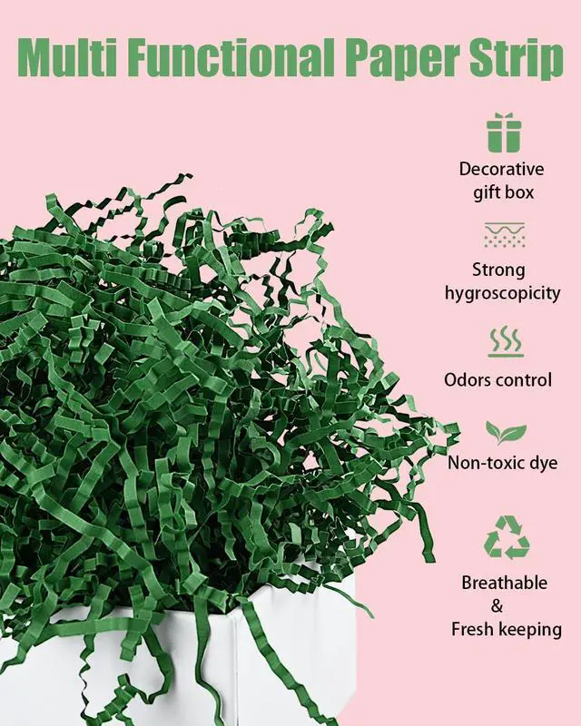 Alt view image 5 of 7 - Raissily 10.5oz/300g Crinkle Cut Paper Shred Filler, Packing Grass Cushion for Christmas Wedding Birthday Anniversaries Easter Engagement Gift Confetti Box Bag Basket Filling Decoration - Green