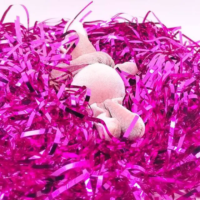 Alt view image 6 of 7 - Amsthow Gift Wrap Shredded Filler Basket Grass 1/2 LB Shiny Pink Cut Shred Raffia Box Stuffing for Easter Birthday Wedding Wrapping Shower