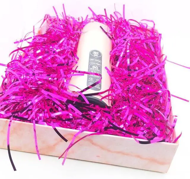 Alt view image 7 of 7 - Amsthow Gift Wrap Shredded Filler Basket Grass 1/2 LB Shiny Pink Cut Shred Raffia Box Stuffing for Easter Birthday Wedding Wrapping Shower