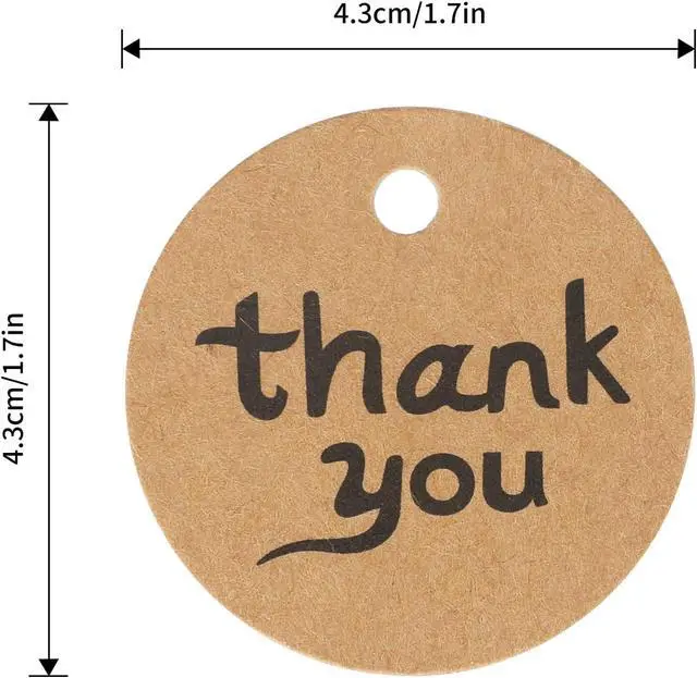 Alt view image 2 of 6 - G2PLUS 100PCS Thank You Tags, 1.7 in Round Calligraphy Thank You Tags, Brown Kraft Paper Gift Tag with String for Gift Wrapping, DIY Arts & Crafts, Wedding Party Favors