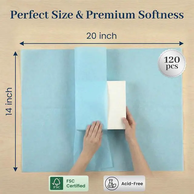 Alt view image 4 of 7 - Koogel Light Blue Tissue Paper 120 Sheets, 20 X 14 inch for Gift Bags