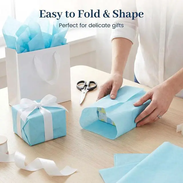 Alt view image 5 of 7 - Koogel Light Blue Tissue Paper 120 Sheets, 20 X 14 inch for Gift Bags