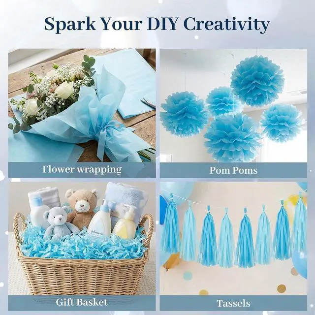 Alt view image 6 of 7 - Koogel Light Blue Tissue Paper 120 Sheets, 20 X 14 inch for Gift Bags