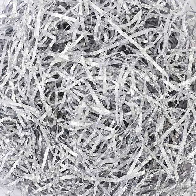 Main image of LJY Silver Crinkle Paper Shreds, 100 g Gift Filler for Basket Filler