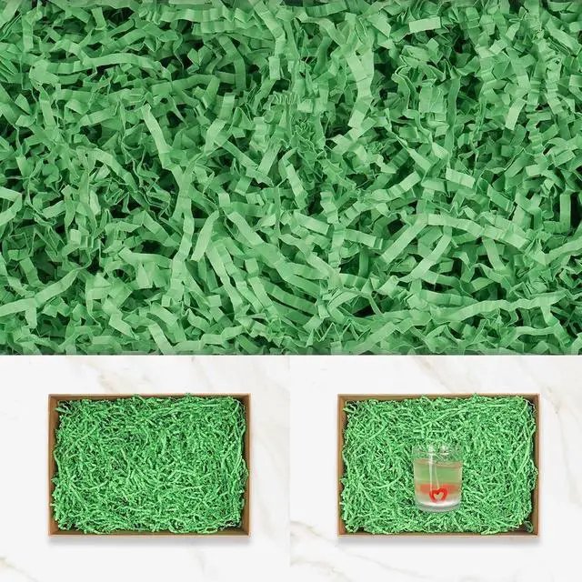 Alt view image 2 of 7 - JIWINNER 4 oz Crinkle Paper Filler for Gift Wrapping, Green Shredded Paper For Gift Baskets, Crinkle Paper for Christmas Easter Wedding Birthday Craft Gift Boxes Bags Basket Filler Decoration