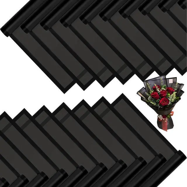Main image of DEWJDFSC 20 Sheets Flower Bouquet Wrapping Paper Floral Korean Black